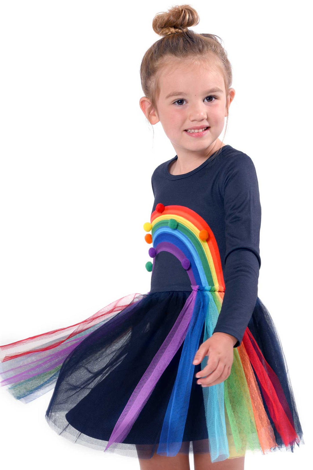 Baby Sara Little Girls Long Sleeve Rainbow Tutu Dress