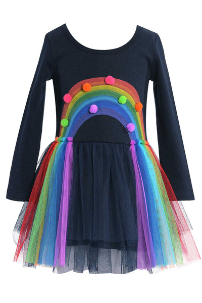 Baby Sara Little Girls Long Sleeve Rainbow Tutu Dress