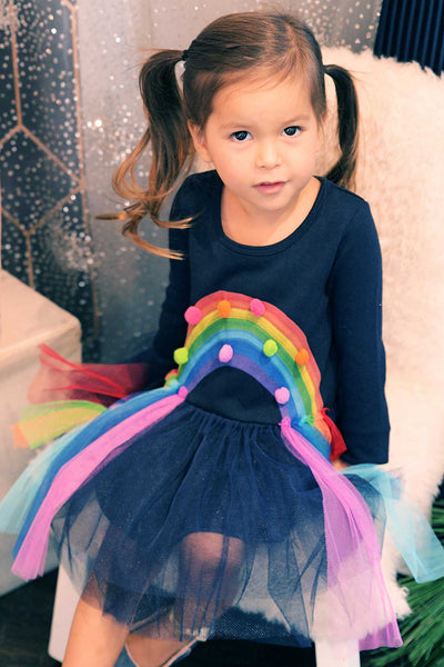 Baby Sara Little Girls Long Sleeve Rainbow Tutu Dress