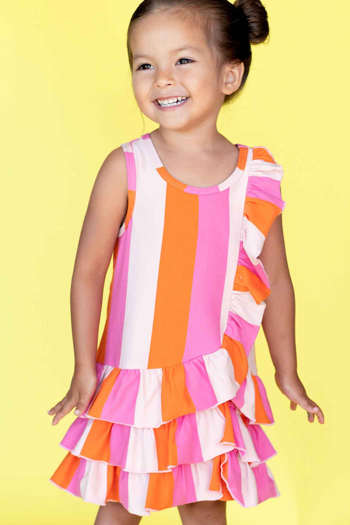 Baby Sara Little Girls Asymmetrical Ruffle A-line Dress