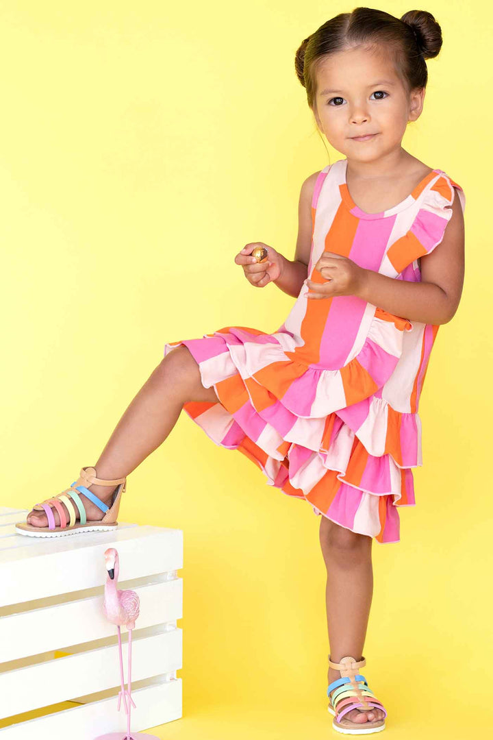 Baby Sara Little Girls Asymmetrical Ruffle A-line Dress
