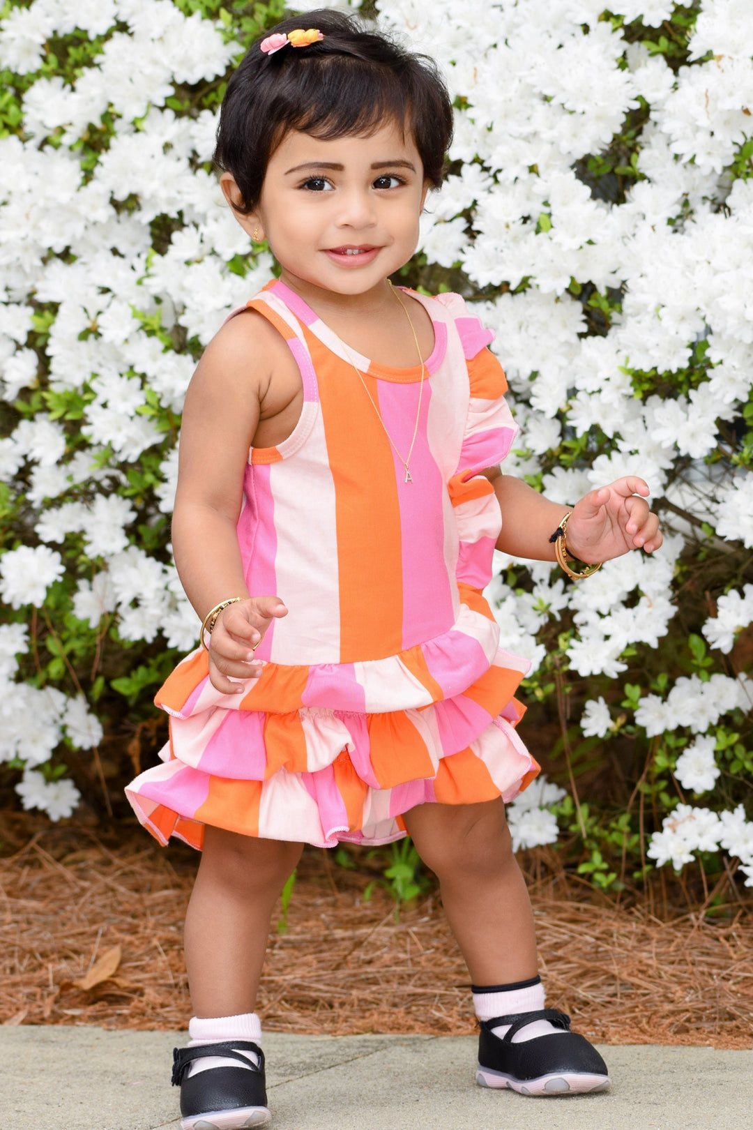 Baby Sara Little Girls Asymmetrical Ruffle A-line Dress