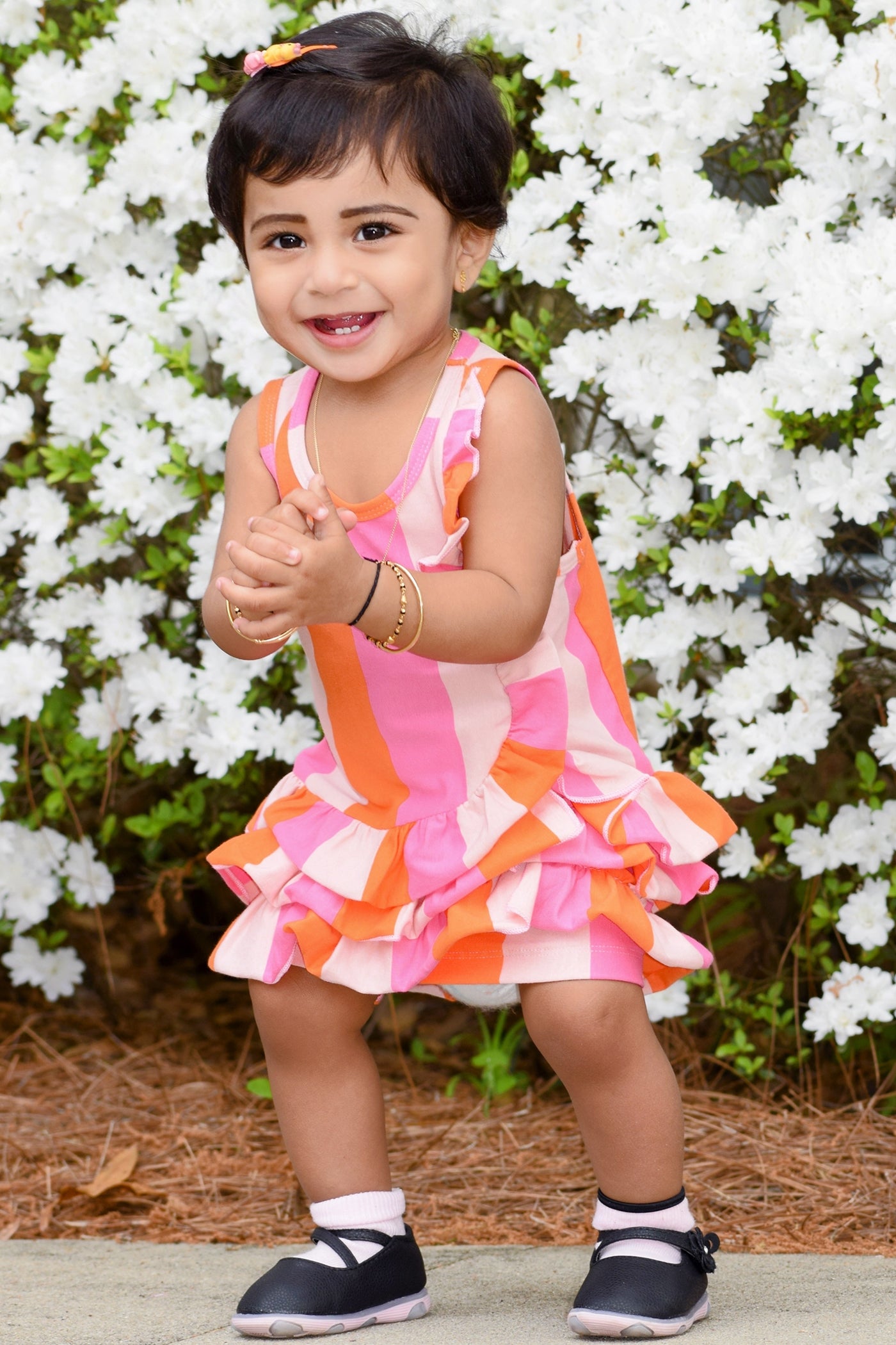 Baby Sara Little Girls Asymmetrical Ruffle A-line Dress