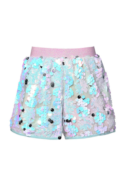 Baby Sara Little Girls Holographic Sequin and Tie Dye Shorts