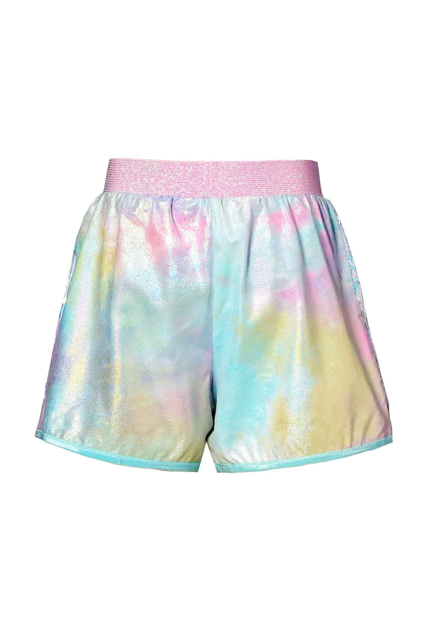 Baby Sara Little Girls Holographic Sequin and Tie Dye Shorts
