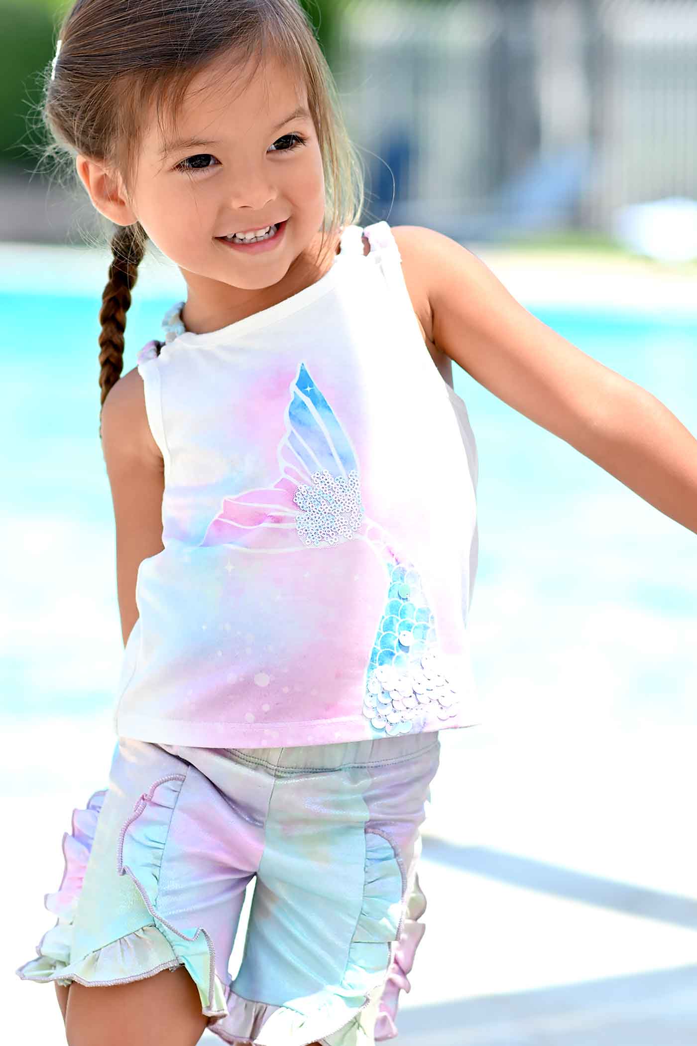 Baby Sara Little Girls Mermaid Tail Graphic Tank Top