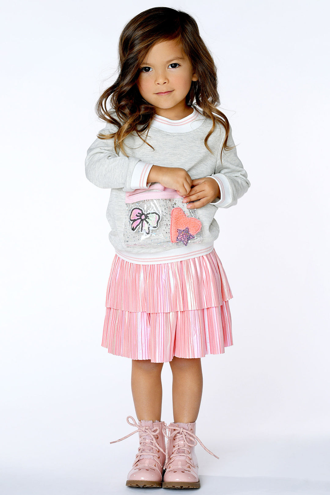 Baby Girl's 2 Tier Pearl Shimmer Pleated Skirt