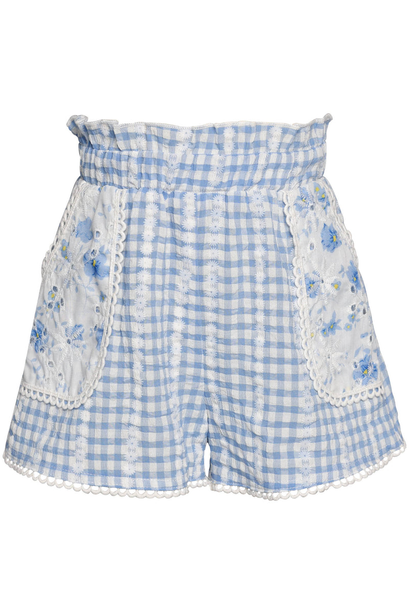 Little Girl’s Cottage Core Gingham Floral Print Shorts