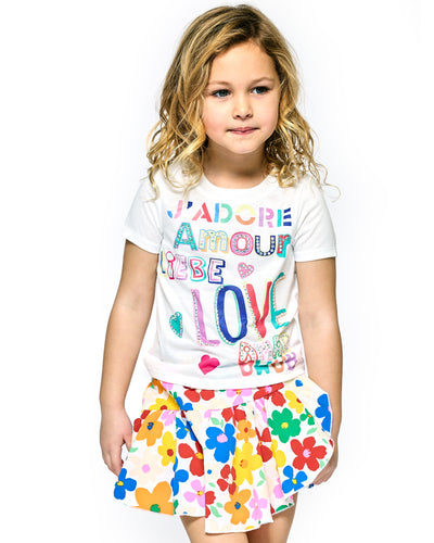 Toddler l Little Girl’s Colorful “Love”Text Tee  Round Neckline  Short Sleeves  Color “Love” Different Language Text Graphic Tie   The not so basic, basic tee every little one needs!   Adorned With Hearts & Rhinestone Gems    Keywords: Amour, J’adore, Liebe, Love, Toddler Little Girl’s Graphic T-Shirt, Summer Toddler Little Girl’s Graphic T-Shirt, Spring Toddler Little Girl’s Graphic T-Shirt, Colorful Toddler Little Girl’s Graphic T-Shirt,