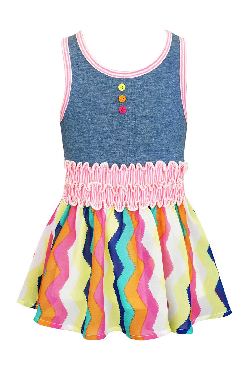 Baby Sara Little Girls Sleeveless Mixed Media Dress