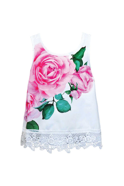 Baby Sara Little Girls Rose Graphic Tank Top