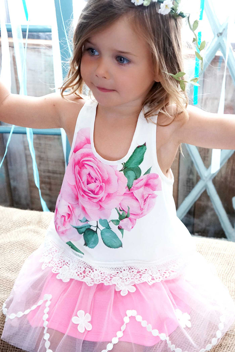 Baby Sara Little Girls Rose Graphic Tank Top