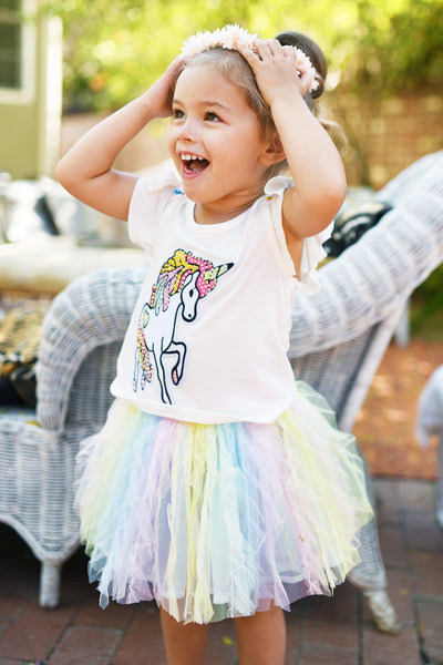 Baby Sara Girls Pastel Rainbow Stripe Tutu Skirt