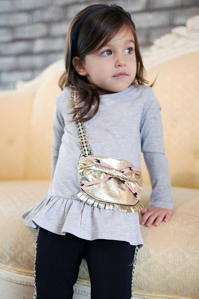 Baby Sara Little Girls Cross-body Bag Long Sleeve Tunic Top