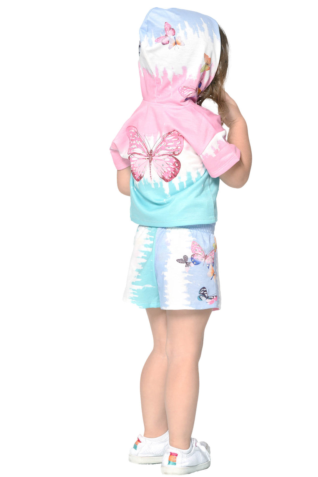 Little Girl’s Short Sleeve Butterfly Hoodie Top