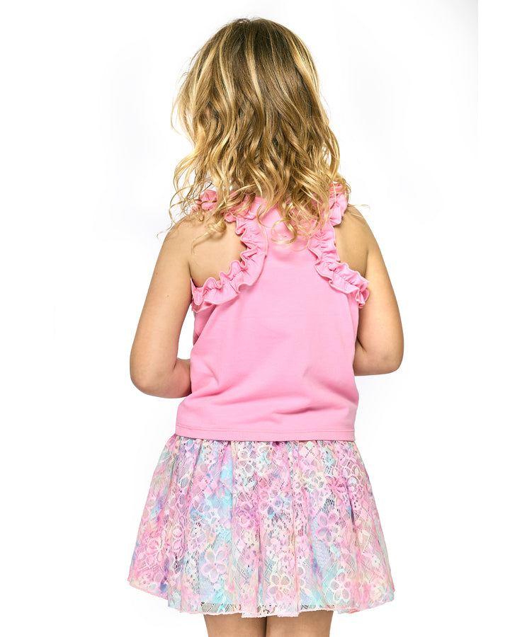 Toddler l Little Girl’s Lace Pastel Tie Dye Skirt  Pink Elastic Waistline  Pastel Rainbow Tie Dye  Floral Lace   Tutu Style Skirt    Keywords: Toddler’s Tutu Skirt, Summer Toddler’s Tutu Skirt, Spring Toddler’s Tutu Skirt, Tie Dye  Toddler’s Tutu Skirt, Vacation Toddler’s Tutu Skirt, Beach Toddler’s Tutu Skirt, Pastel Toddler’s Tutu Skirt, Lace Toddler’s Tutu Skirt  B22324