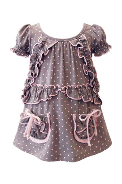 Baby Sara Little Girls Puff Sleeve Polka Dot Dress