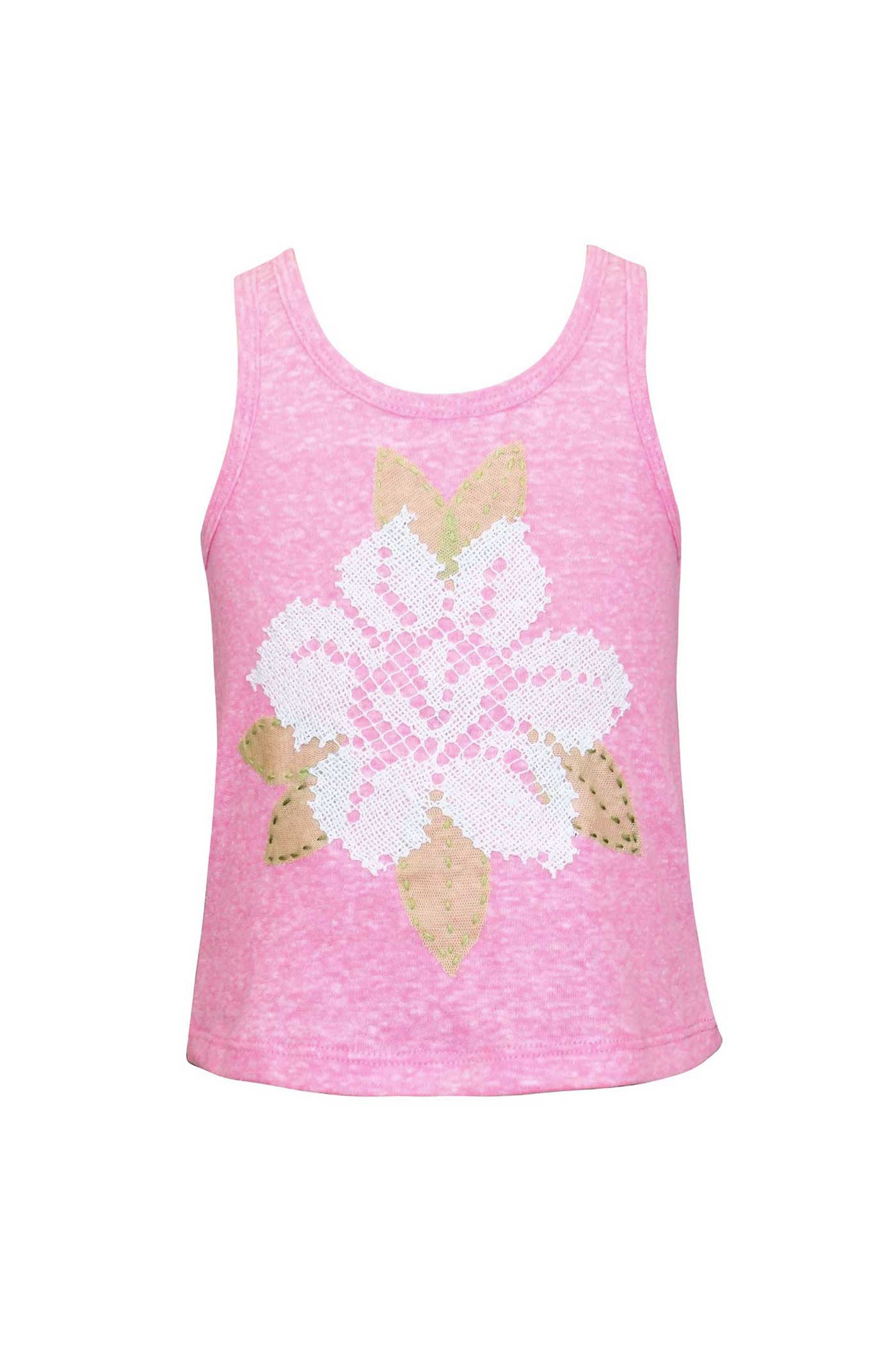 Baby Sara Little Girls Mesh Flower Tank Top