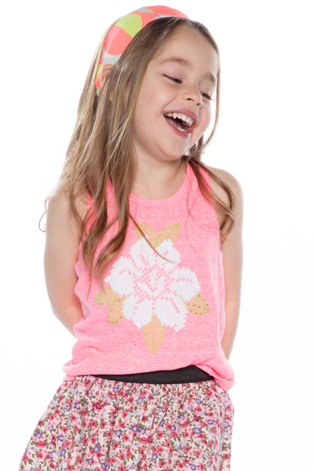 Baby Sara Little Girls Mesh Flower Tank Top