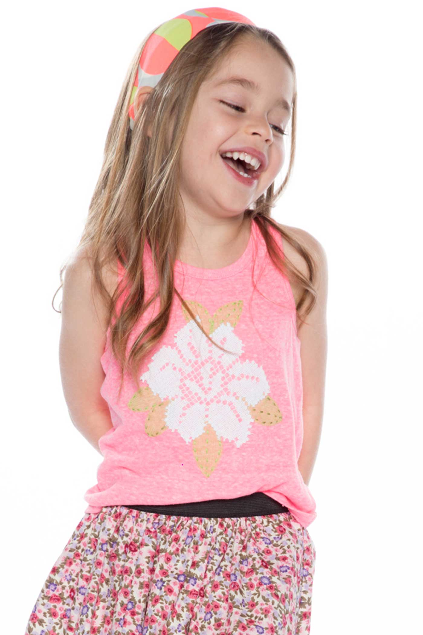 Baby Sara Little Girls Mesh Flower Tank Top