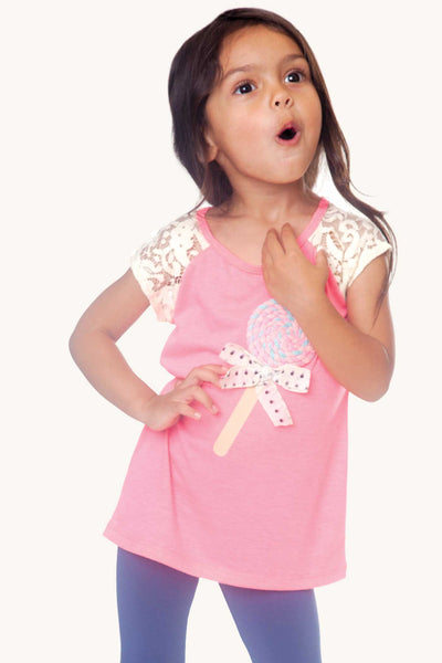 Baby Sara Little Girls Short Sleeve Lollipop T-shirt