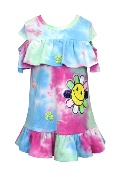 Baby Sara Toddler Girls Tie Dye Cold Shoulder Dress