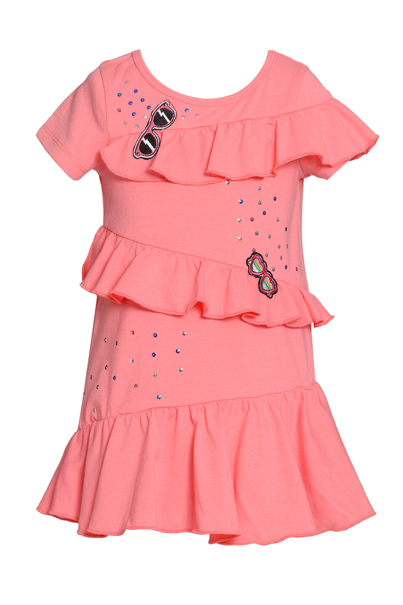 Baby Sara Little Girls Asymmetrical Ruffle Short Sleeve Dress