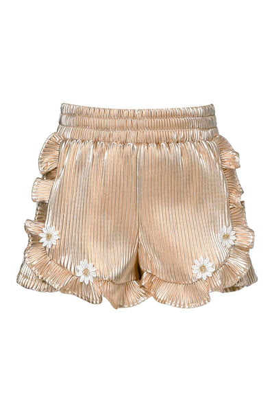 Baby Sara Little Girls Metallic Faux Wrap Daisy Shorts