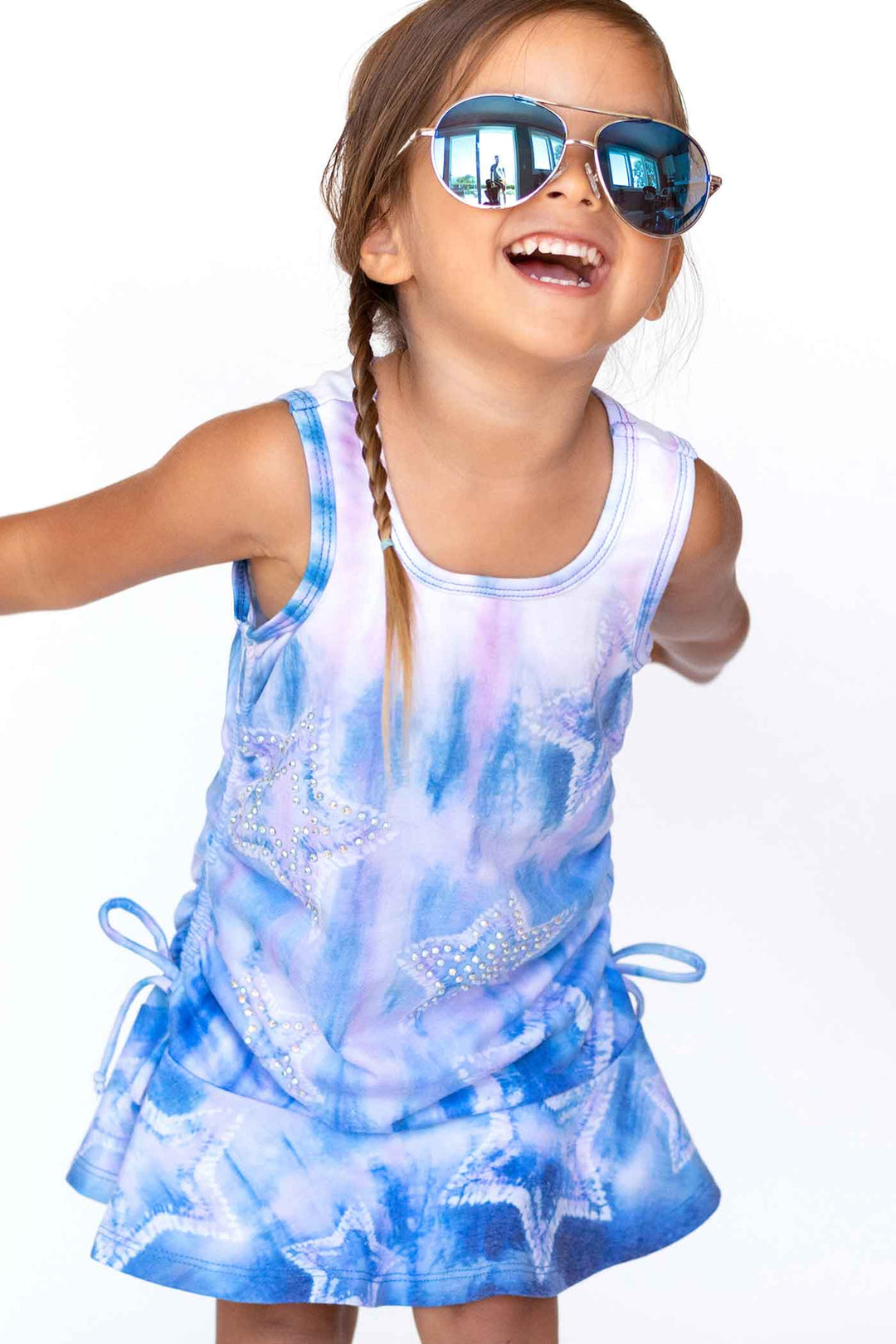 Baby Sara Little Girls Sleeveless Star Tie-Dye Dress