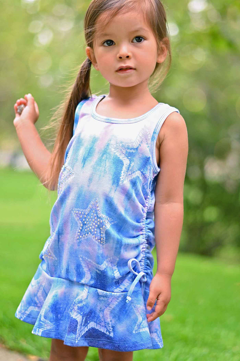 Baby Sara Little Girls Sleeveless Star Tie-Dye Dress