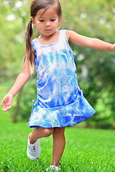 Baby Sara Little Girls Sleeveless Star Tie-Dye Dress