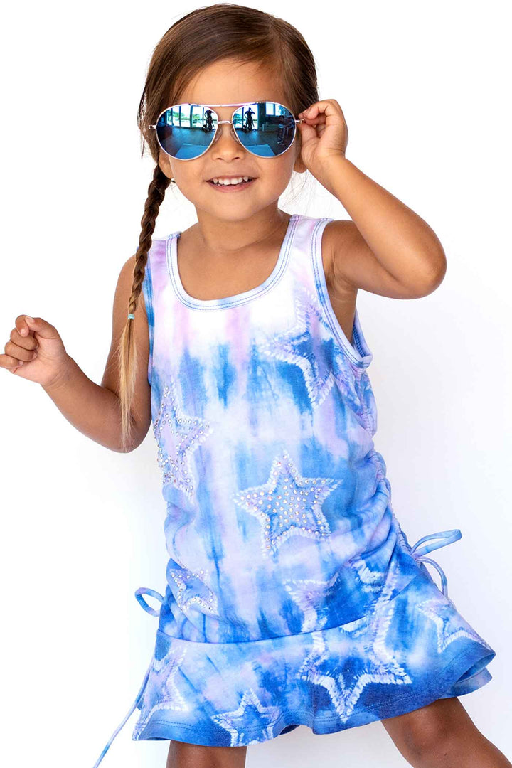 Baby Sara Little Girls Sleeveless Star Tie-Dye Dress
