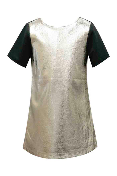 Baby Sara Little Girls Short Sleeve Metallic Dress