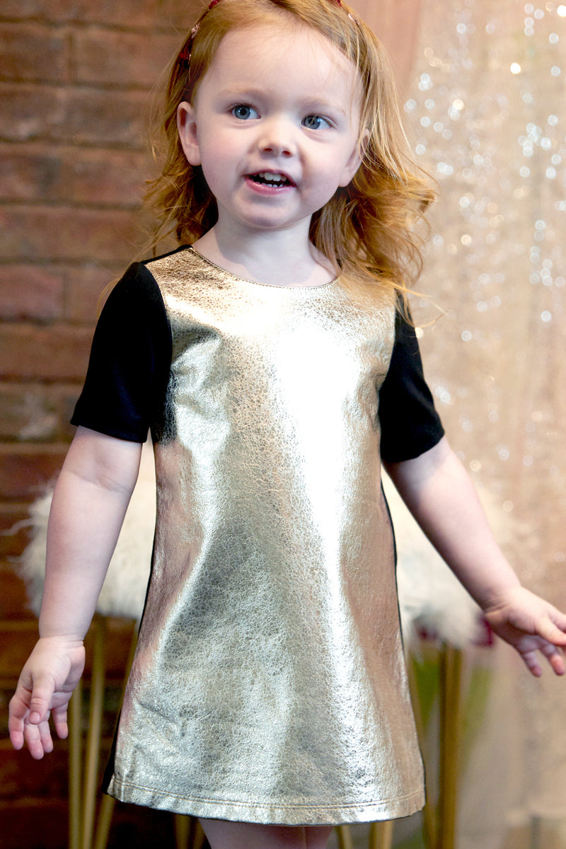 Baby Sara Little Girls Short Sleeve Metallic Dress