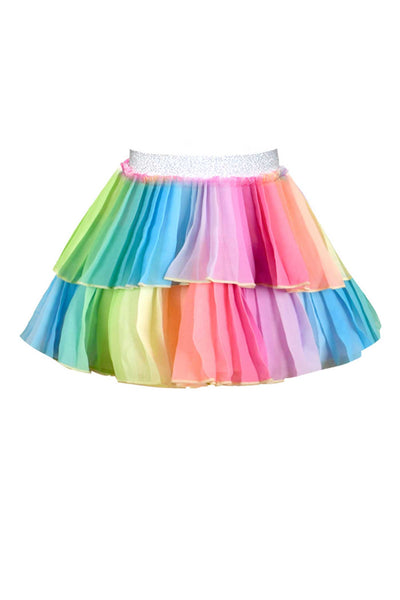 Little Girls Pleated Two-Tier Rainbow Mini Skirt