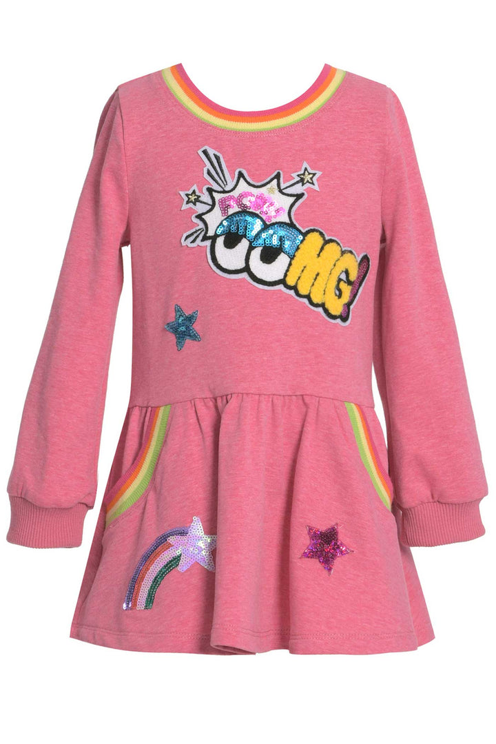 Baby Sara Little Girls Dropped Waist Long Sleeve Knit Dress