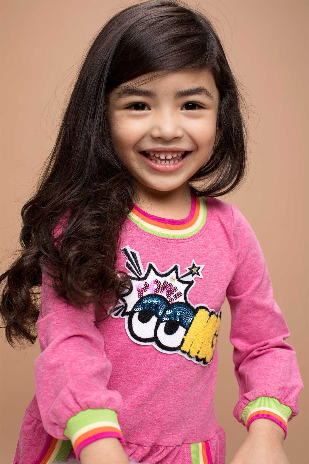 Baby Sara Little Girls Dropped Waist Long Sleeve Knit Dress