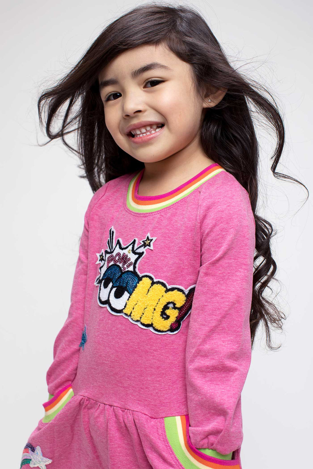 Baby Sara Little Girls Dropped Waist Long Sleeve Knit Dress