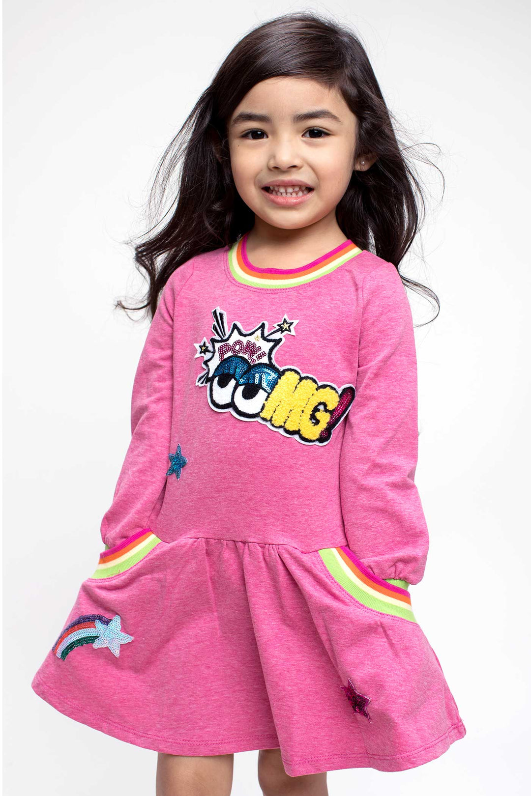 Baby Sara Little Girls Dropped Waist Long Sleeve Knit Dress