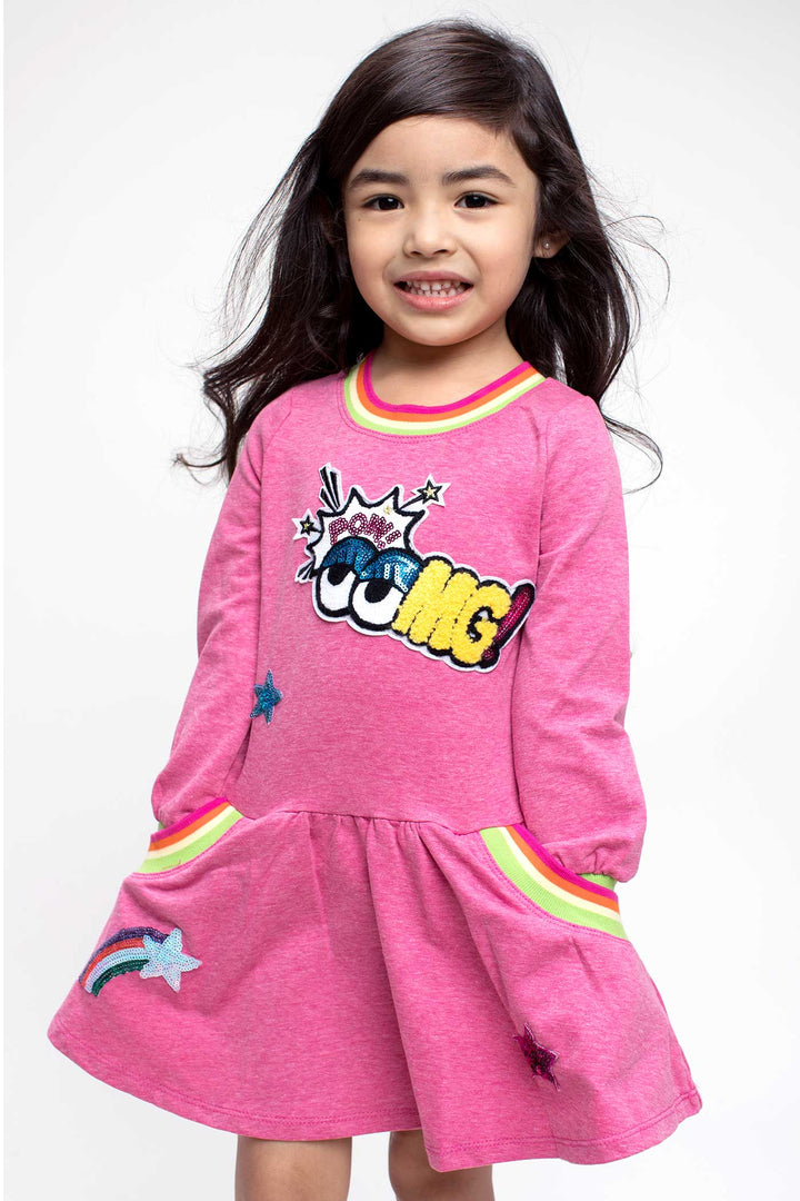 Baby Sara Little Girls Dropped Waist Long Sleeve Knit Dress