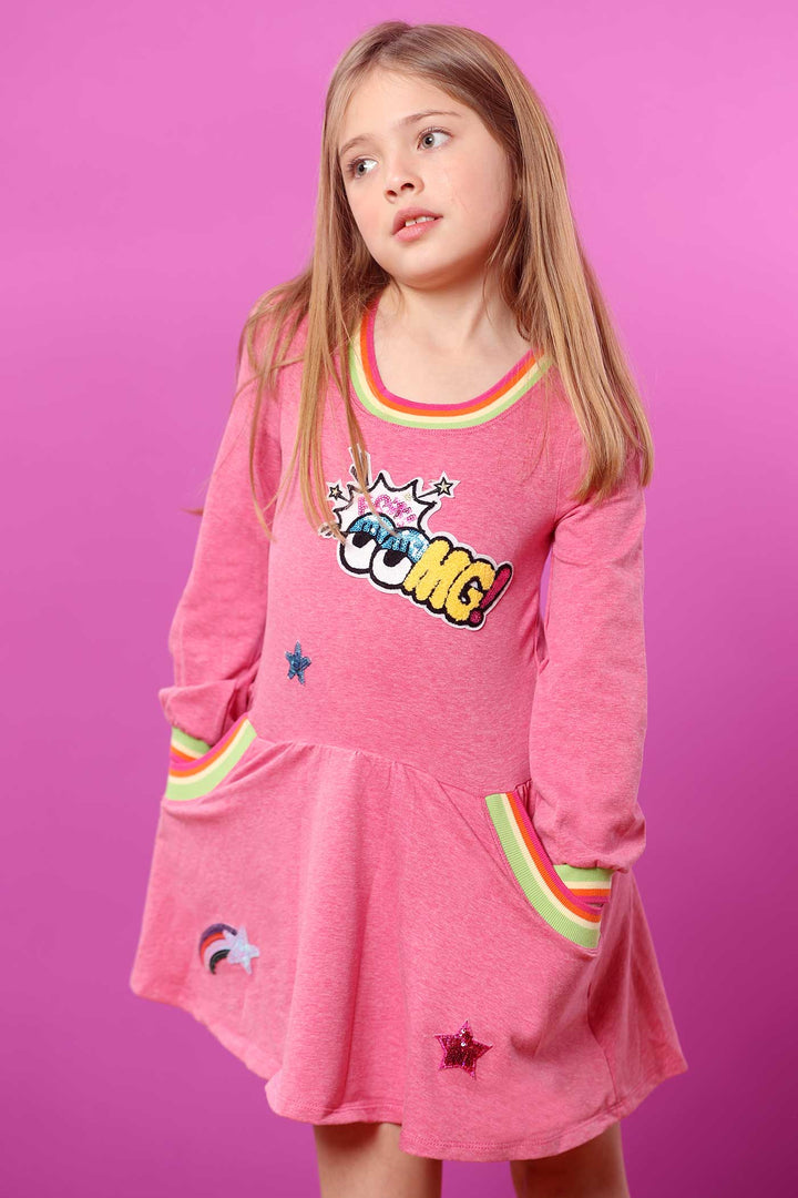 Baby Sara Little Girls Dropped Waist Long Sleeve Knit Dress