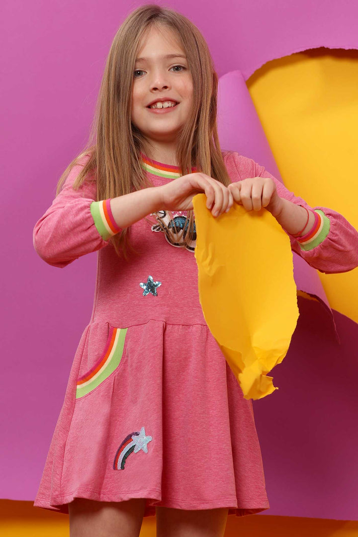 Baby Sara Little Girls Dropped Waist Long Sleeve Knit Dress