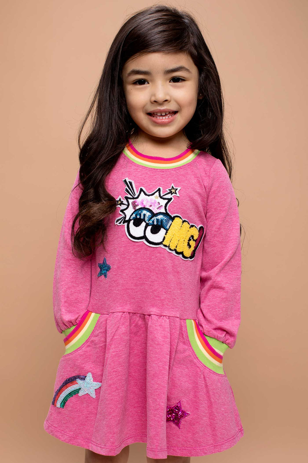 Baby Sara Little Girls Dropped Waist Long Sleeve Knit Dress