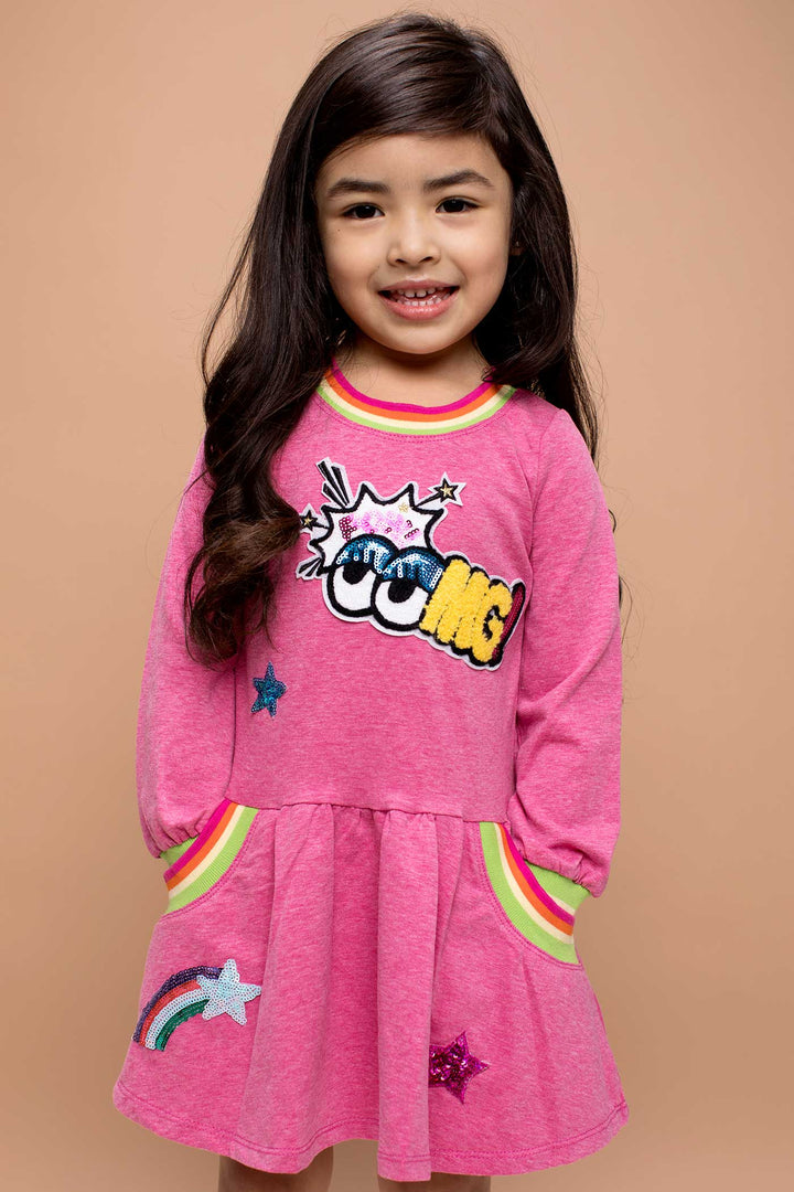 Baby Sara Little Girls Dropped Waist Long Sleeve Knit Dress