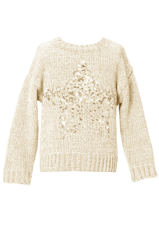 Baby Sara Baby Girl's Crushed Velvet Sequin Star Sweater