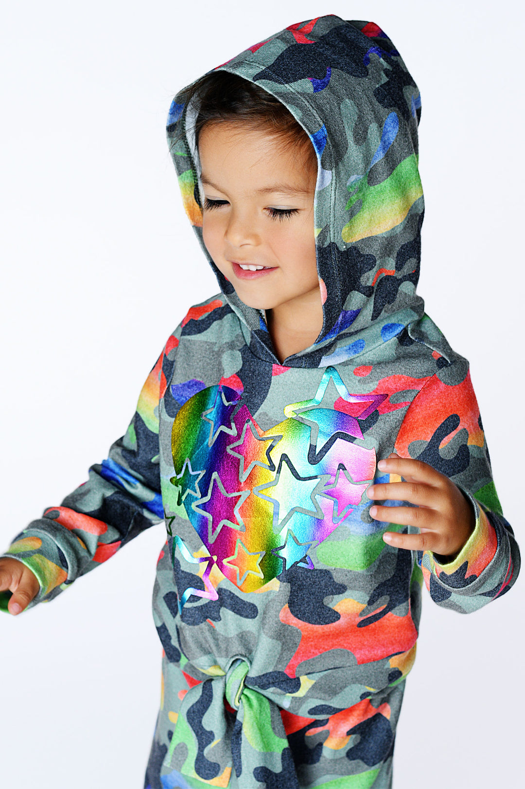 Baby Girl's Star Rainbow Camo Print Hoodie