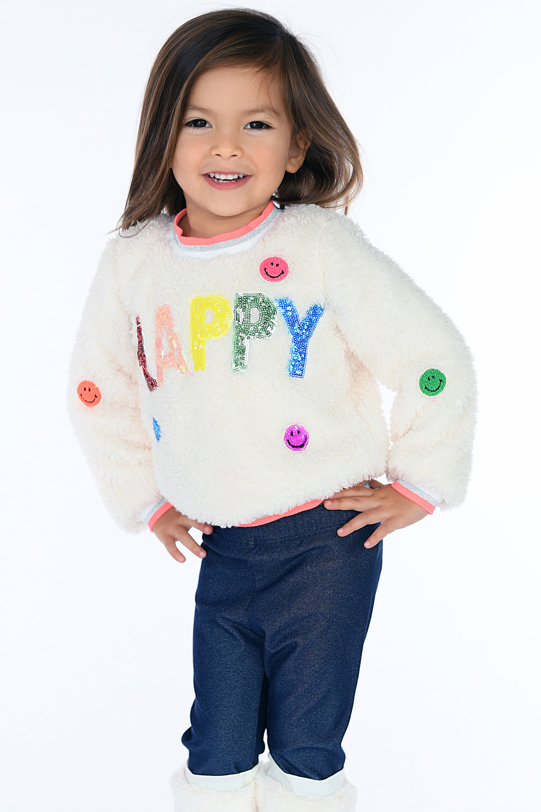 Baby Sara Little Girl's Soft & Fuzzy Half Faux Fur Leggings