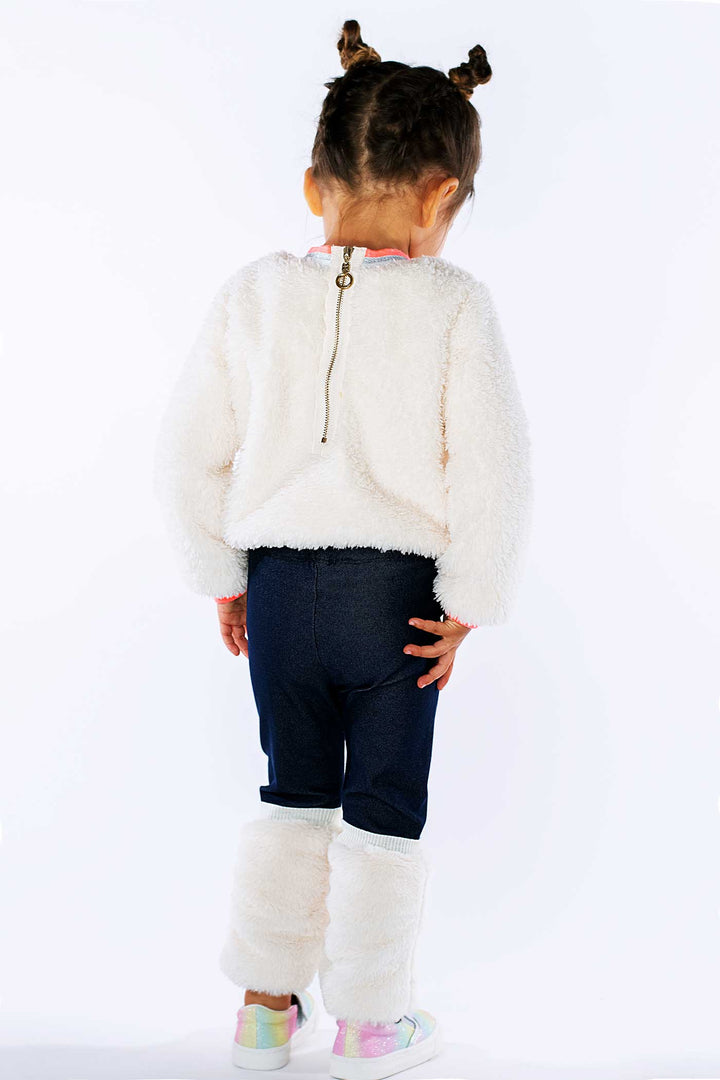 Baby Sara Little Girl's Soft & Fuzzy Half Faux Fur Leggings