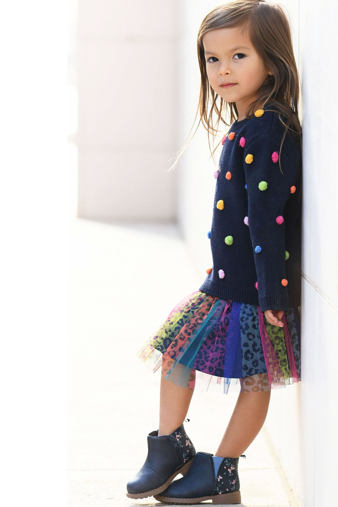 Baby Sara Baby Girl's Leopard Rainbow Mesh Tutu