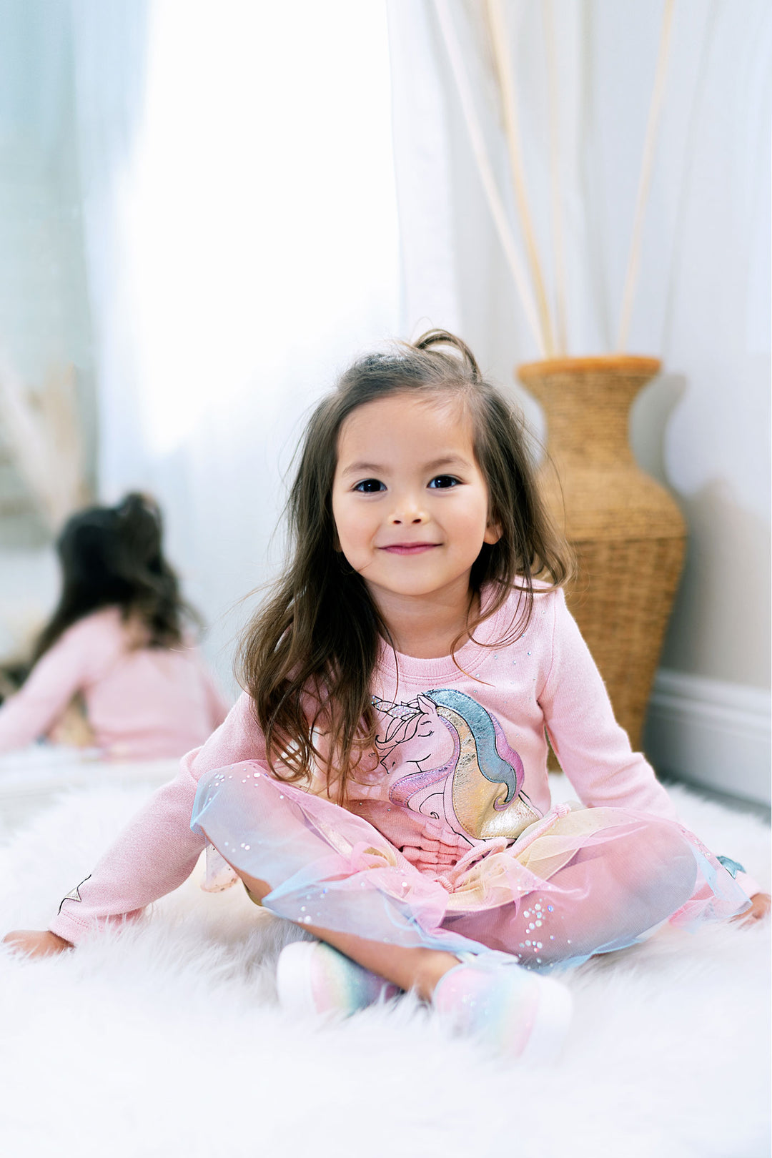 Baby Girl's Unicorn Stars Ruched Top